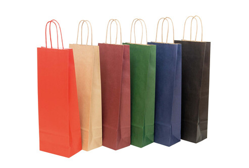 Assortiment de sacs en papier couleur pour bouteilles