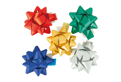 Découvrez notre sélection de nœuds cadeau adhésifs dans les couleurs rouge, or, vert, bleu et argent.